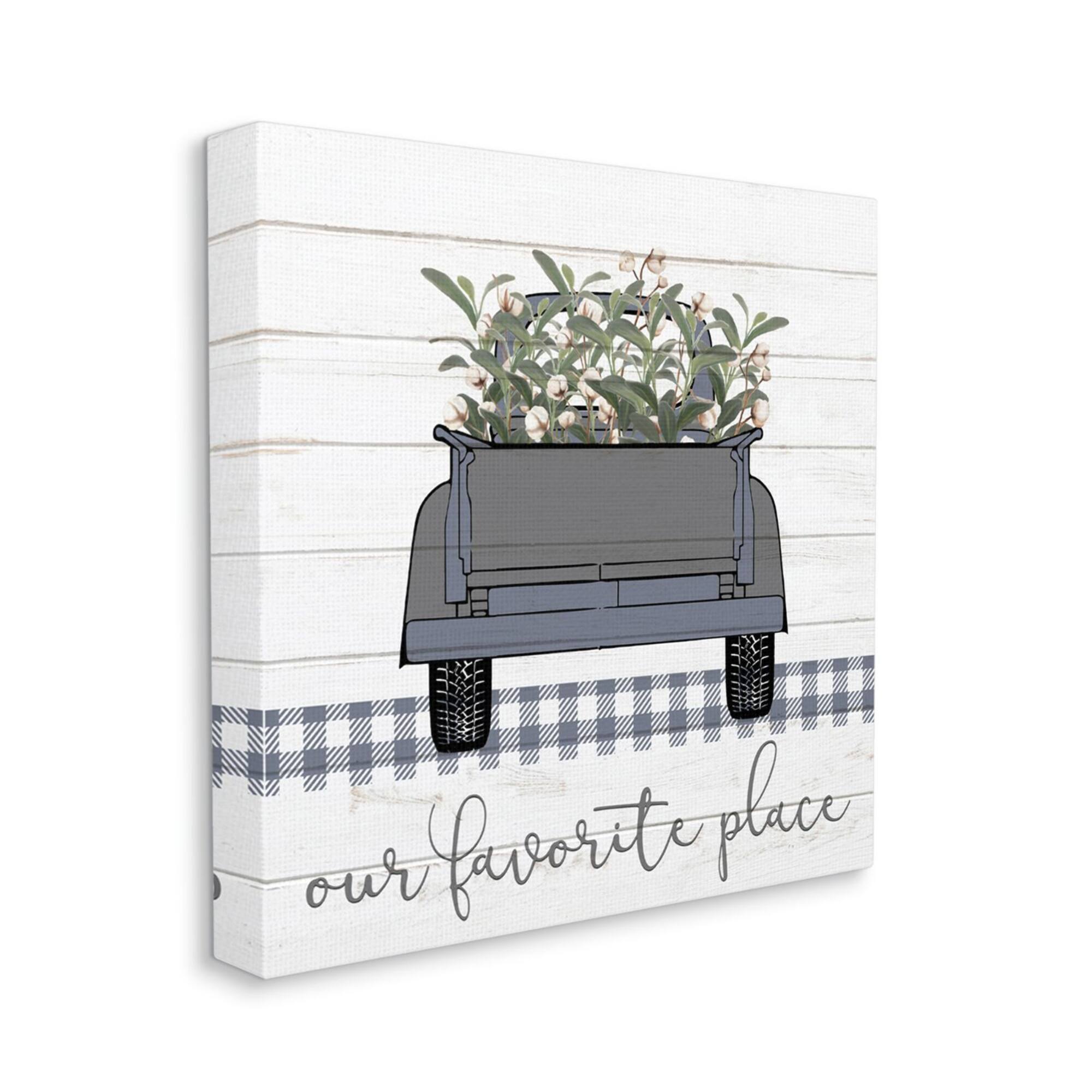 Stupell Industries Favorite Place Truck Wood Texture Blue Word Design Canvas Wall Art